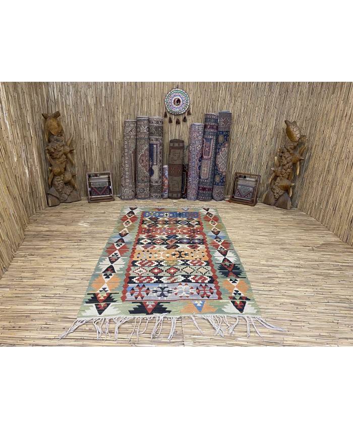 Handmade Turkish Kayseri Nomadic Original  Wool on Wool Kilim – FREE SHIPPING..!